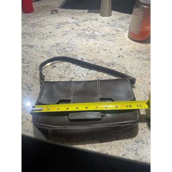 Kate Spade New York Brown Leather Small Shoulder Bag Flap Red Lining - Picture 6 of 6